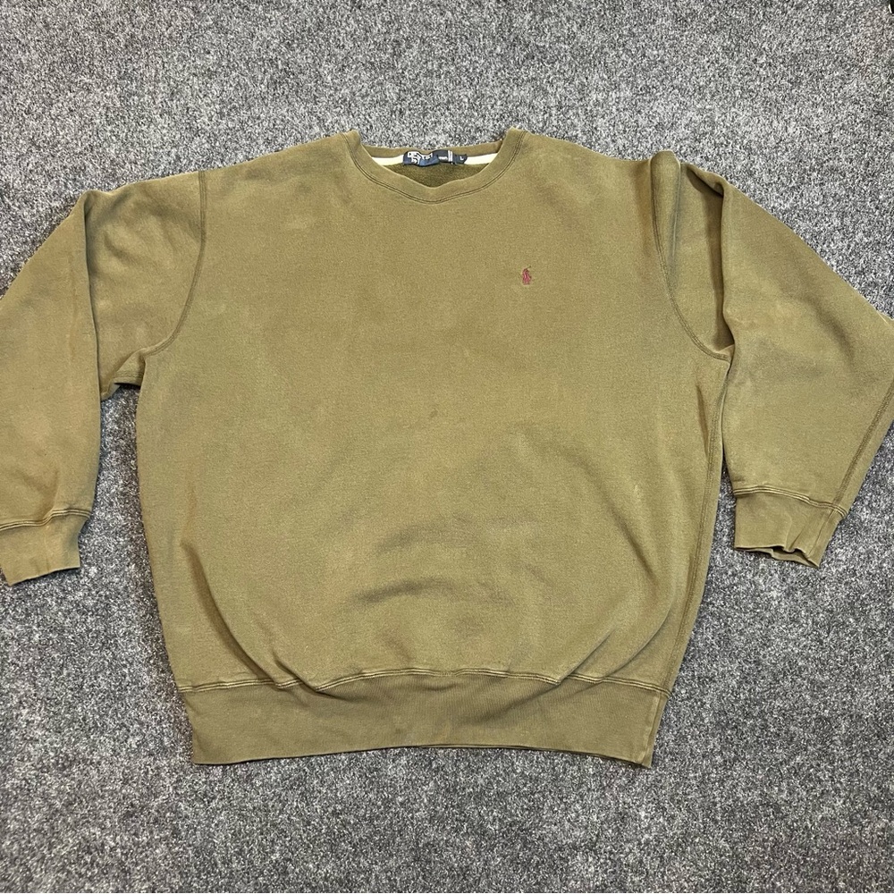 Polo Ralph Lauren Vintage Olive Green Crewneck Sweater Mens Large